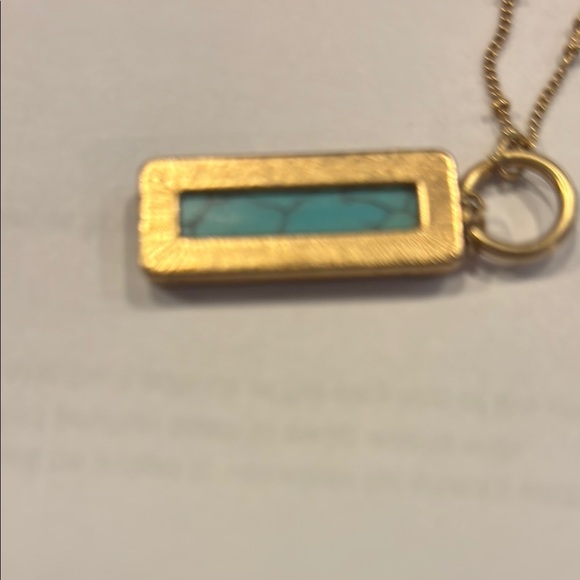 LOFT Blue and Gold Necklace with Turquoise Color Pendant - Picture 3 of 4